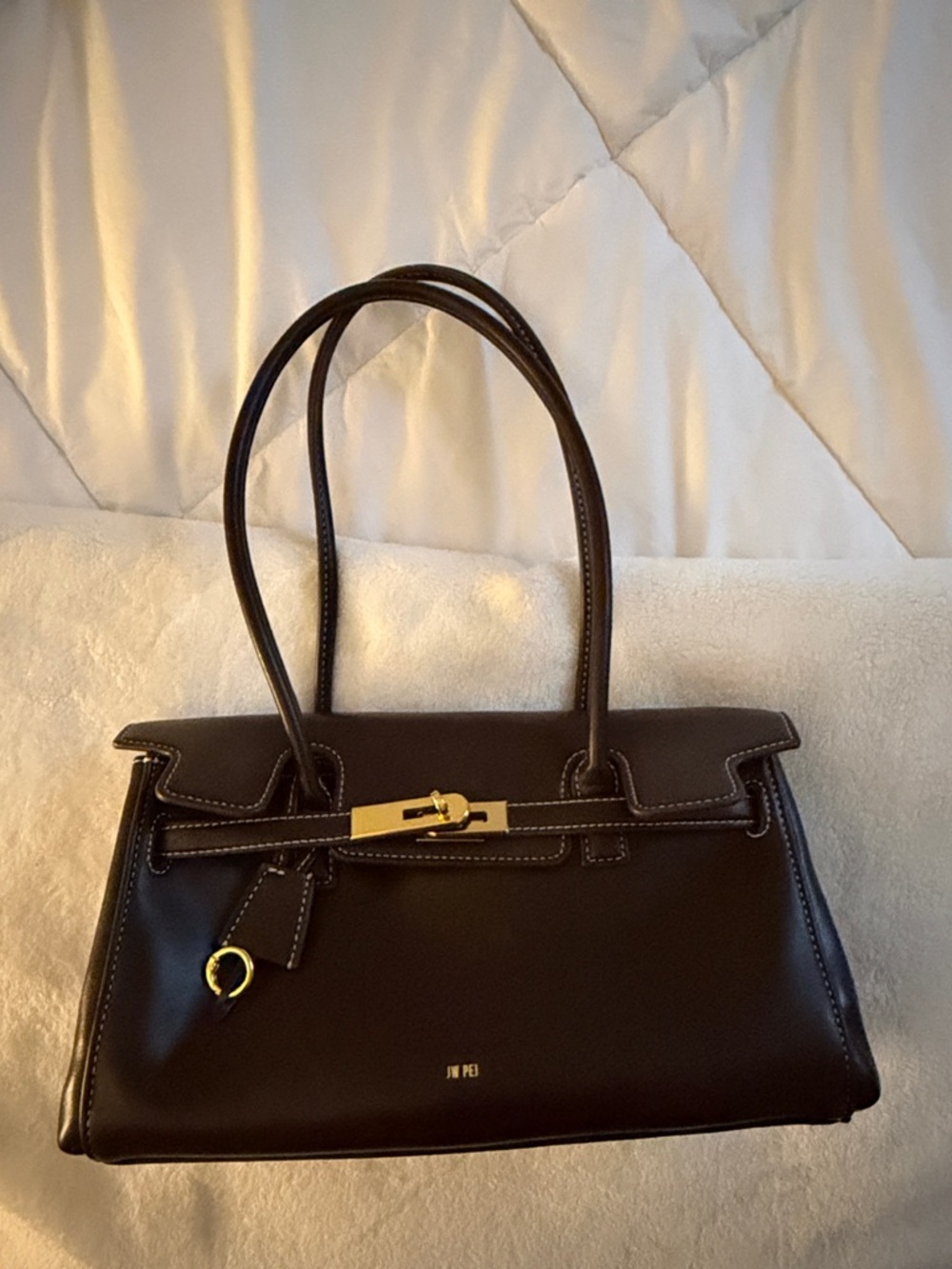JW PEI Dark Brown Shoulder Bag with Gold Hardware